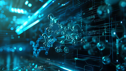 Futuristic Data Network with Blue Cyber Connections