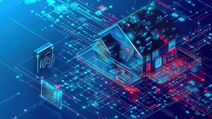 Smart Home Technology with Digital Network Concept