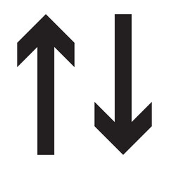 Up, down bookmark arrows silhouette icon. A pair of vertical two-way direction symbols. Up and down arrow isolated on a white background. © Oliver Vandenberg