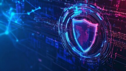 Obraz premium of a Cyber Wall Defending a Digital Network System with a Futuristic Protective Shield against Cyber Threats and Hacker Attacks