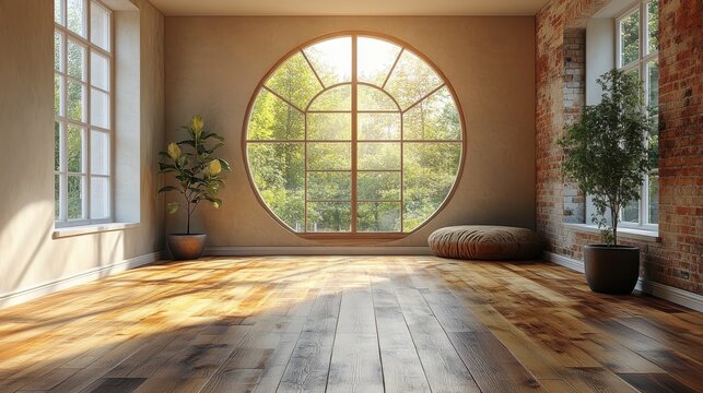empty round room sense of space 3d rendering