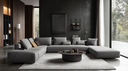 Stylish room featuring grey sofas that offer a perfect combination of comfort and design