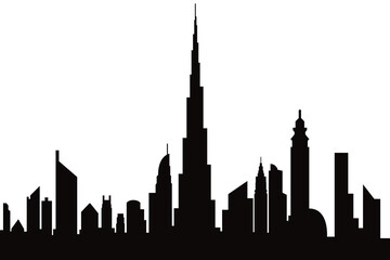 dubai city, dubai city silhouette, burj khalifa silhouette