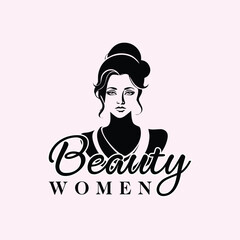 Woman silhouette logo design element vector template