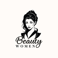 Woman silhouette logo design element vector template