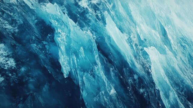 A detailed view of the textured surface of a blue glacier