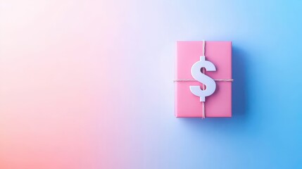 Coupon with dollar sign at center for a website isolated random pastel color background