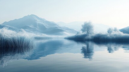 Fototapeta premium landscape and water surface background 3d rendering