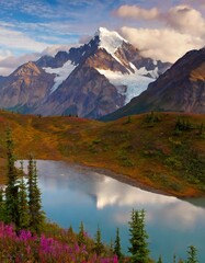 The Pristine Wilderness of Alaska&rsquo;s Denali National Park, Home to North America&rsquo;s Highest Peak, Vast Glaciers, and Diverse Wildlife, Providing a Remote and Untamed Natural Experience for Adventurers