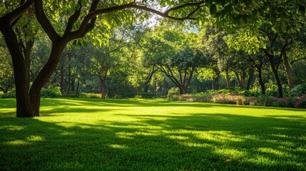 Lush park scenery showcasing vibrant greenery and natural beauty
