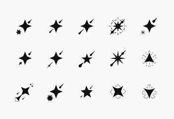 Naklejka premium Chic Black Shooting Star Vector Icons - Minimalist Meteorite Symbols with Clean Lines for Contemporary Graphic Design Projects