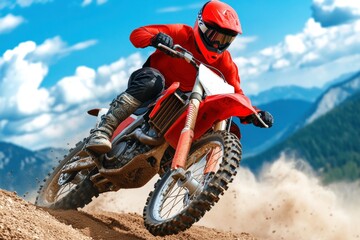 Obraz premium Action Sports Rider on Dirt Bike in Motion