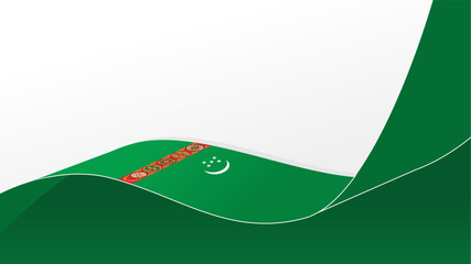 wavy Turkmenistan flag vector background with copy space for text. Turkmenistan national day
