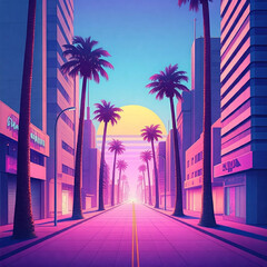 Obraz premium 80s Night: Cityscape