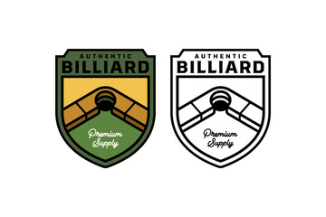 green table and pocket billiard with letter A shape badge logo design set for billiard sport and competition. billiard hole point with pool dummy illustration modern logo collection for snooker sport