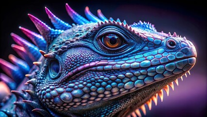 Fototapeta premium The Majesty of Scaled Beauty, A Close-Up Portrait of a Reptilian Creature with Striking Colors and Intricate Patterns