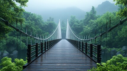 Fototapeta premium suspension bridge with white bridge 3d rendering