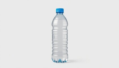 Mineral water in an empty plastic bottle with a lid on a white background