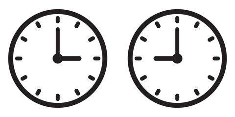 Clock icon set. Vector illustration of clock, time icon. Clock in various styles.