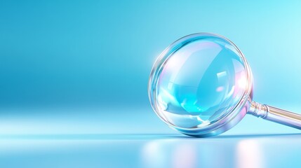 3D Magnifying Glass on Colorful Background