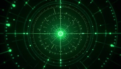 Obraz premium Green radar interface in futuristic sci-fi style