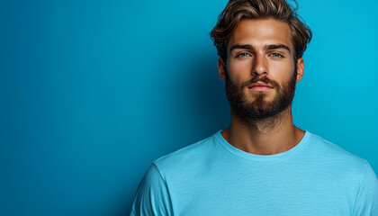 Obraz premium Confident man with beard looking at camera smiling generated by AI