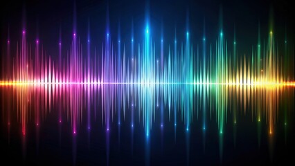 Holographic audio visualizer displaying a dynamic spectrum of sound waves , hologram, audio, spectrum, futuristic