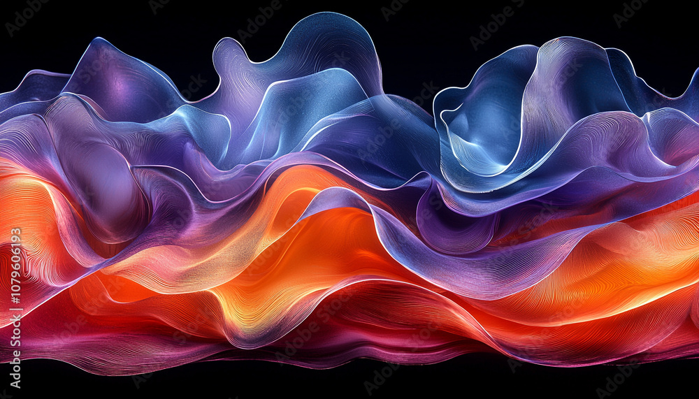 Wall mural smooth flowing wave pattern in vibrant colors illustration generated by ai