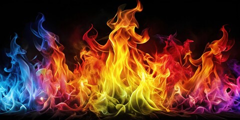 Fototapeta premium Stylish and beautiful fire flames with vibrant colors , flames, heat, abstract, glowing, hot, energy, warmth, fiery, inferno
