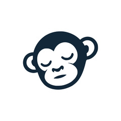simple sleeping monkey cute animal logo vector illustration template design