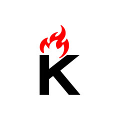 simple letter K with fire logo vector illustration template design