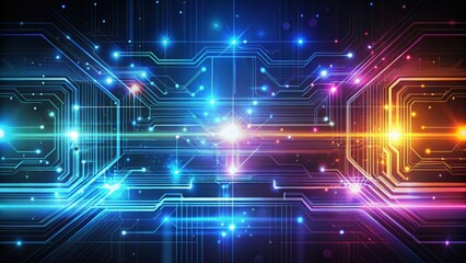 Obraz premium Futuristic abstract design featuring glowing lines and digital elements, technology, digital, high tech, futuristic, abstract