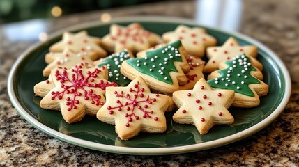 Christmas Cookies with Frosting and Festive Shapes