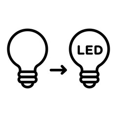 Icon to switch from normal light bulb to LED light.