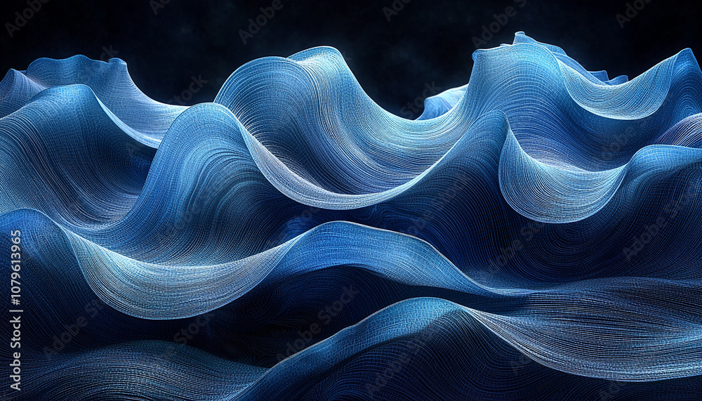 Wall mural flowing wave pattern in nature, smooth backdrop motion generated by ai