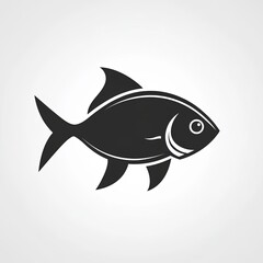 Obraz premium This black and white icon features a fish depicted in a simple line style against a white background, ideal for use in digital interfaces or graphic designs
