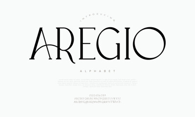 Aregio typography beauty fashion elegant minimalist serif italic fonts decorative wedding vintage retro logos. Minimal luxury font alphabet logo. Vector illustration