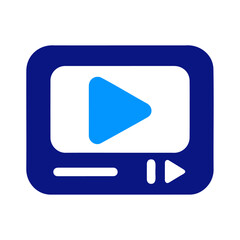 Black silhouette style vector icon design of a video player with a play button