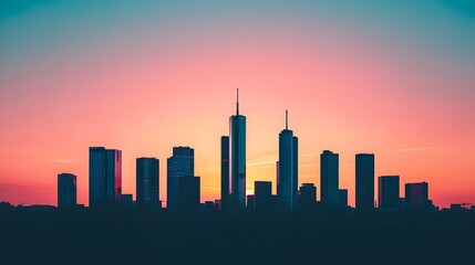 Obraz premium City Skyline Sunset Silhouette