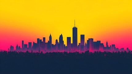 City Skyline Sunset Silhouette