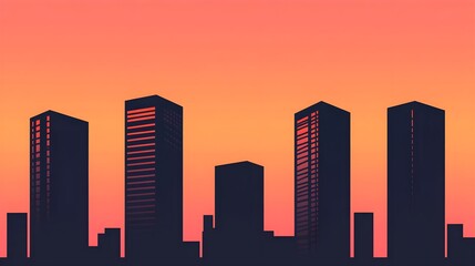 Obraz premium Cityscape Silhouette Sunset
