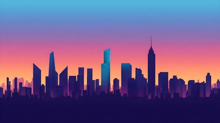 Obraz premium Cityscape Silhouette Sunset