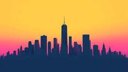Obraz premium Cityscape Silhouette Sunset