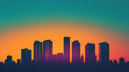 Obraz premium Cityscape Silhouette Sunset