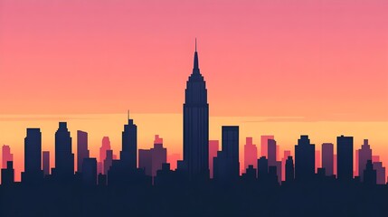 Obraz premium Cityscape Silhouette Sunset