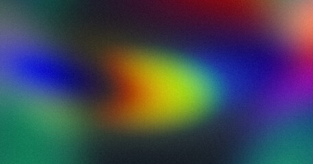 Retro color grainy gradient backdrop design. Abstract soft pink purple blue green red color noisy gradient, vibrant colors, glowing color flow, bright, shine, noise texture, banner, poster