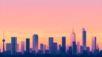 Obraz premium Cityscape Sunset Silhouette