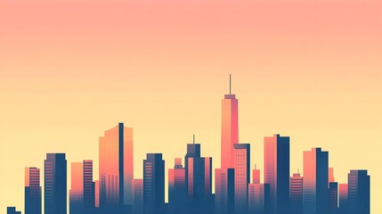 Fototapeta premium Cityscape Sunset Silhouette