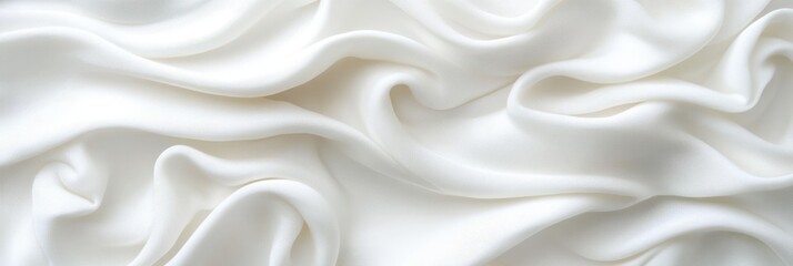 Fototapeta premium Luxurious white silk fabric smooth folds and elegant texture background