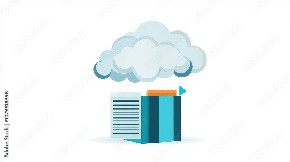 Poster digital medical record management system with cloud storage and chart icons for efficient data handl
